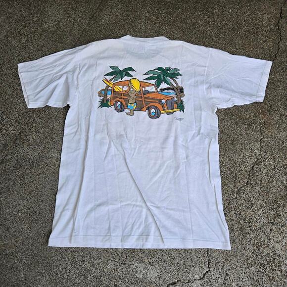 Vtg 90s MURPHY Station Wagon Surfboard Graphic Beach Skate Surf T Shirt L - Picture 1 of 6
